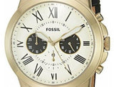 Fossil Grant Chronograph White Dial Black Leather Strap Watch for Men - FS5272 Buy Now By Fossil