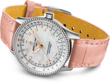 Breitling Navitimer Automatic 35 Mother of Pearl Dial Pink Leather Strap Watch for Women - A17395211A1P3 Buy Now By Breitling