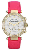Michael Kors Parker Chronograph White Dial Pink Leather Strap Watch for Women - MK2297 Buy Now By Michael Kors