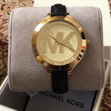 Michael Kors Slim Runway Quartz Gold Dial Black Leather Strap Watch For Women - MK2392 Buy Now By Michael Kors