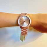 Michael Kors Slim Runway Pink Dial Pink Steel Strap Watch For Women - MK4456 Buy Now By Michael Kors