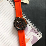 Fossil Bannon Chronograph Grey Dial Orange Silicone Strap Watch for Men - BQ2500 Buy Now By Fossil