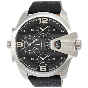 Diesel Uber Chief Oversized 4 Time Black Dial Leather Strap Watch For Men - DZ7376 Buy Now By Diesel