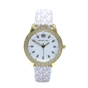 Michael Kors Tibby Analog Silver Dial White Leather Strap Watch for Women - MK1049 Buy Now By Michael Kors