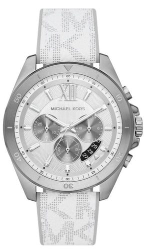 Michael Kors Brecken Chronograph Silver Dial White Leather Strap Watch For Men - MK8949 Buy Now By Michael Kors