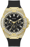 Guess Zeus Chronograph Diamonds Black Dial Black Silicone Strap Watch For Men - GW0208G2 Buy Now By Guess
