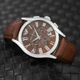 Emporio Armani Valente Chronograph Brown Dial Brown Leather Strap Watch For Men - AR0671 Buy Now By Emporio Armani