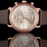 Emporio Armani Aviator Grey Dial Brown Leather Strap Watch For Men - AR11106 Buy Now By Emporio Armani