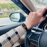 Daniel Wellington Quadro Pressed Melrose Emerald Green Dial Black Leather Strap Watch For Women - DW00100446 Buy Now By Daniel Wellington