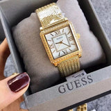 Guess White Dial Gold Mesh Bracelet Watch For Women - W0826L2 Buy Now By Guess