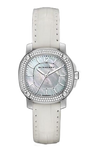 Burberry The Britain Diamonds Mother of Pearl Dial White Leather Strap Watch for Women - BBY1800 Buy Now By Burberry
