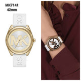 Michael Kors Janelle Three Hand Silver Dial White Rubber Strap Watch For Women - MK7141 Buy Now By Michael Kors