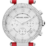 Michael Kors Parker Silver Dial Red Leather Strap Watch for Women - MK2278 Buy Now By Michael Kors