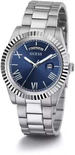 Guess Connoisseur Blue Dial Silver Steel Strap Watch for Men - GW0265G7 Buy Now By Guess