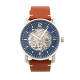 Fossil Commuter Automatic Skeleton Blue Dial Brown Leather Strap Watch for Men - ME3159 Buy Now By Fossil