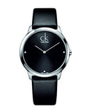 Calvin Klein Minimal Diamonds Black Dial Black Leather Strap Watch for Men - K3M211CS Buy Now By Calvin Klein