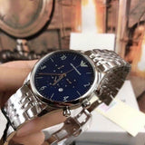 Emporio Armani Chronograph Blue Dial Silver Steel Strap Watch For Men - AR1942 Buy Now By Emporio Armani