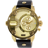 Diesel Mr Daddy Gold Dial Black Leather Strap Watch For Men - DZ7363 Buy Now By Diesel
