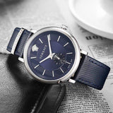 Versace Menifesto Quartz Blue Dial Blue Leather Strap Watch For Men - VBQ01017 Buy Now By Versace
