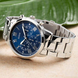 Guess Hendrix Chronograph Blue Dial Silver Steel Strap Watch for Men - W1309G1 Buy Now By Guess