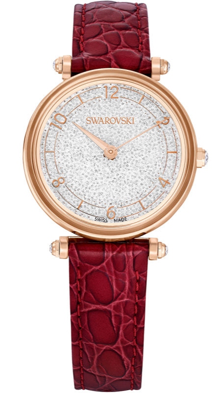 Swarovski Crystalline Wonder Silver Dial Red Leather Strap Watch for Women - 5656905 Buy Now By Swarovski