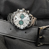 Emporio Armani Mario Chronograph White Dial Black Steel Strap Watch For Men - AR11471 Buy Now By Emporio Armani