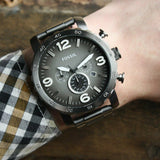 Fossil Nate Chronograph Gunmetal Dial Grey Steel Strap Watch for Men - JR1437 Buy Now By Fossil