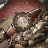 Fossil Townsman Automatic Skeleton Black Dial Brown Leather Strap Watch for Men - ME3181 Buy Now By Fossil
