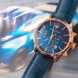 Maserati Epoca Blue Dial Leather Blue Strap Watch For Men - R8871618007 Buy Now By Maserati