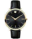 Movado Ultra Slim Black Dial Black Leather Strap Watch For Women - 0607091 Buy Now By Movado