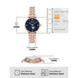 Emporio Armani Meccanico Crystals Black Dial Rose Gold Steel Strap Watch For Women - AR60043 Buy Now By Emporio Armani