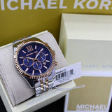 Michael Kors Lexington Blue Dial Two Tone Steel Strap Watch for Men - MK8412 Buy Now By Michael Kors