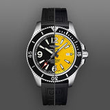 Breitling Superocean Automatic 44mm Yellow Dial Black Rubber Strap Watch for Men - A17367021I1S1 Buy Now By Breitling