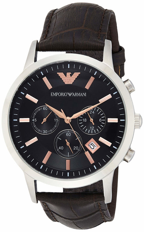 Emporio Armani Renato Chronograph Grey Dial Brown Leather Strap Watch For Men - AR2513 Buy Now By Emporio Armani