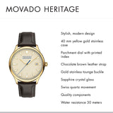Movado Heritage Calendoplan Beige Dial Brown Leather Strap Watch for Men - 3650003 Buy Now By Movado