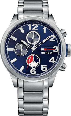 Tommy Hilfiger Jackson Chronograph Blue Dial Silver Steel Strap Watch for Men - 1791242 Buy Now By Tommy Hilfiger