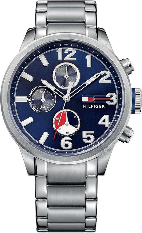 Tommy Hilfiger Jackson Chronograph Blue Dial Silver Steel Strap Watch for Men - 1791242 Buy Now By Tommy Hilfiger