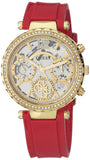 Guess Solstice Diamonds Gold Dial Red Rubber Strap Watch for Women - GW0484L1 Buy Now By Guess