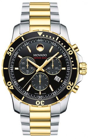 Movado Series 800 Chronograph Black Dial Two Tone Steel Strap Watch For Men - 2600146 Buy Now By Movado