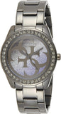 Guess G Twist Diamonds Purple Dial Black Steel Strap Watch For Women - W1201L4 Buy Now By Guess