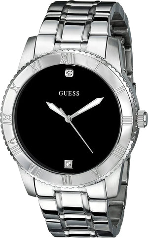 Guess Minimal Black Dial Silver Steel Strap Watch for Men - W0416G1 Buy Now By Guess