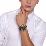 Diesel Mega Chief Chronograph Black Dial Black Leather Strap Watch For Men - DZ4344 Buy Now By Diesel