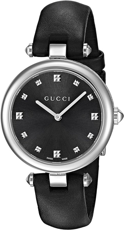 Gucci Diamantissima Diamonds Black Dial Black Leather Strap Watch For Women - YA141403 Buy Now By Gucci