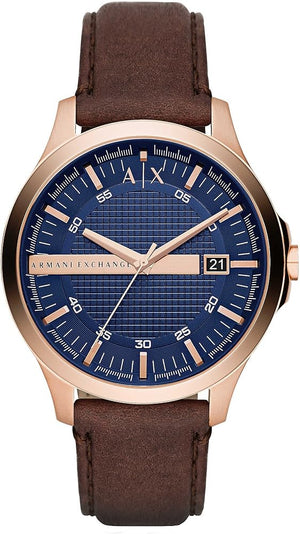 Armani Exchange Hampton Chronograph Blue Dial Brown Leather Strap Watch For Men - AX2172 Buy Now By Armani Exchange