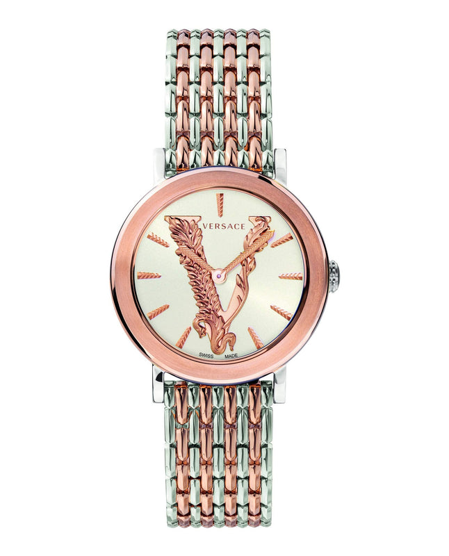 Versace Virtus Quartz White Dial Two Tone Steel Strap Watch for Women - VEHC00519 Buy Now By Versace