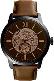 Fossil Townsman Automatic Skeleton Black Dial Brown Leather Strap Watch for Men - ME3181 Buy Now By Fossil