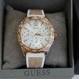 Guess Swirl Quartz Silver Dial White Rubber Strap Watch For Women - W1096l2 Buy Now By Guess