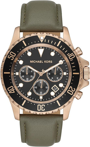 Michael Kors Everest Analog Black Dial Green Leather Strap Watch For Men - MK9090 Buy Now By Michael Kors