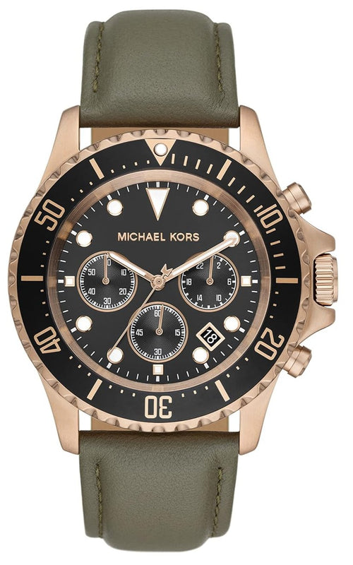 Michael Kors Everest Analog Black Dial Green Leather Strap Watch For Men - MK9090 Buy Now By Michael Kors