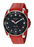 Gucci Dive Quartz Black Dial Red Rubber Strap Watch For Men - YA136309 Buy Now By Gucci